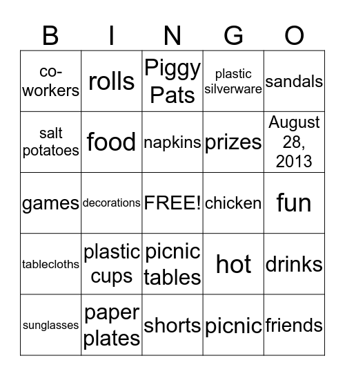 Recordkeeping Summer Picnic Bingo  Bingo Card