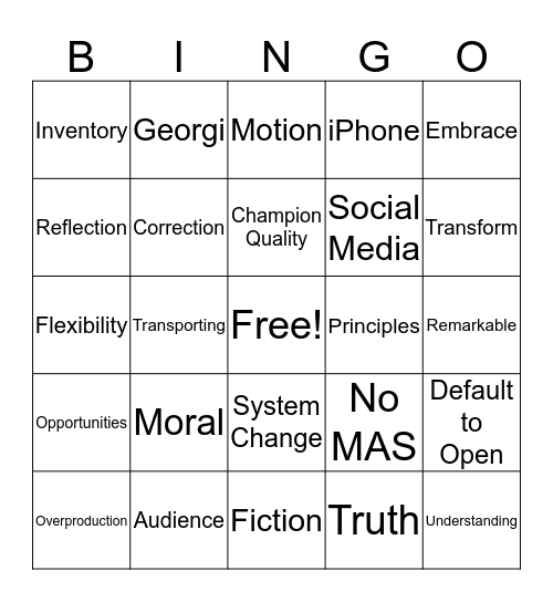 Speak the Dingo's Lingo Bingo Card