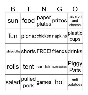Recordkeeping Summer Picnic Bingo  Bingo Card