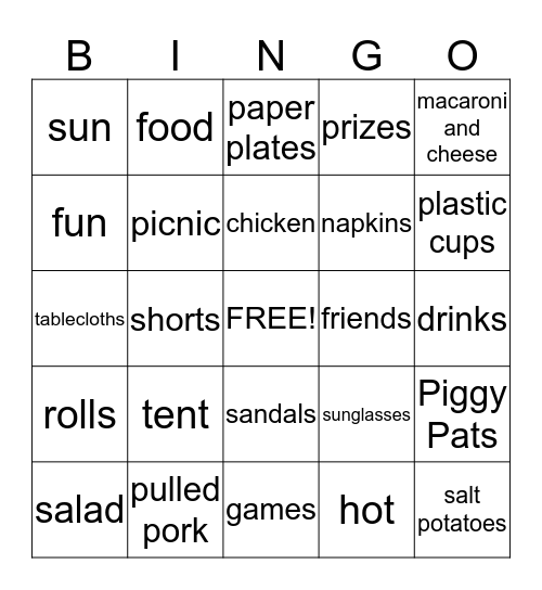 Recordkeeping Summer Picnic Bingo  Bingo Card
