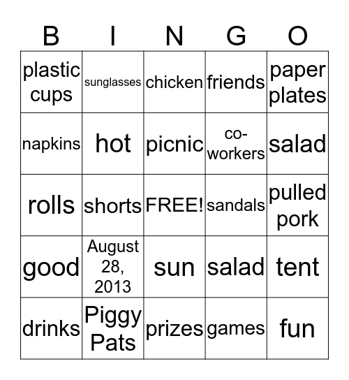 Recordkeeping Summer Picnic Bingo  Bingo Card