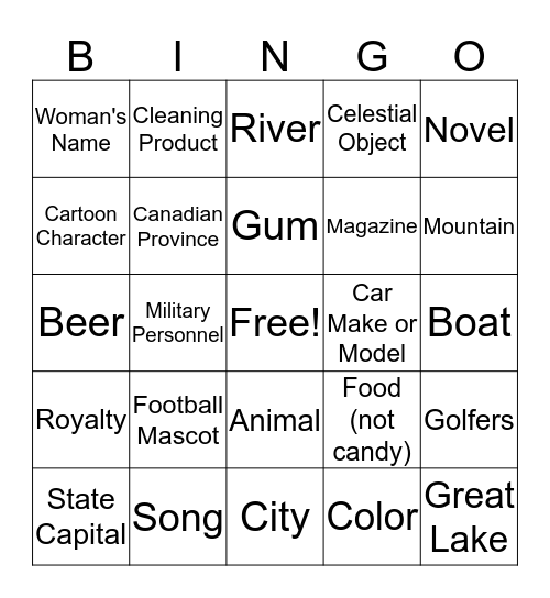 Untitled Bingo Card