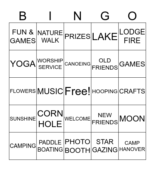 CAMP PHOENIX 2017 - 20 YRS Bingo Card