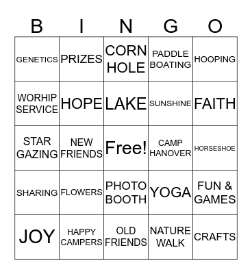 CAMP PHOENIX - 2017 Bingo Card