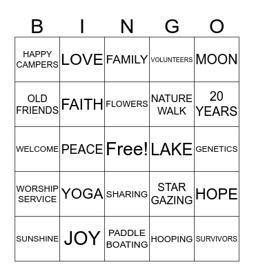 CAMP PHOENIX Bingo Card