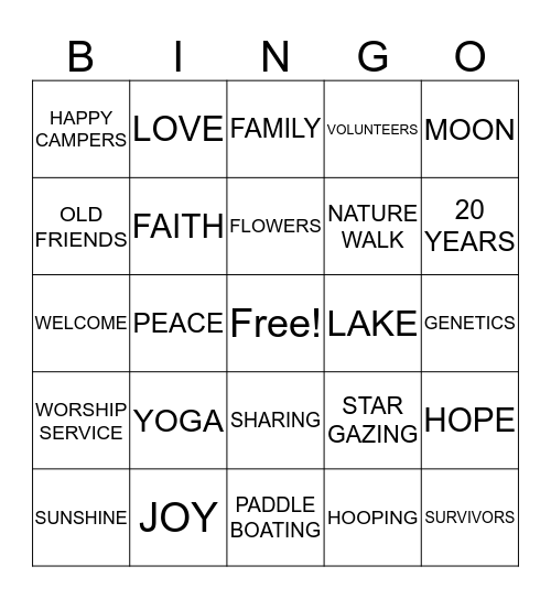 CAMP PHOENIX Bingo Card