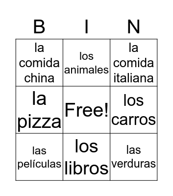 Me gusta.... Bingo Card