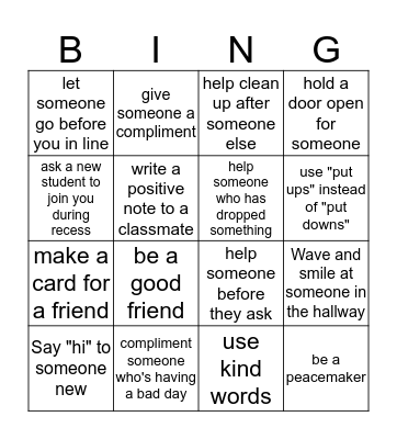 Empathy and Kindness  Bingo Card