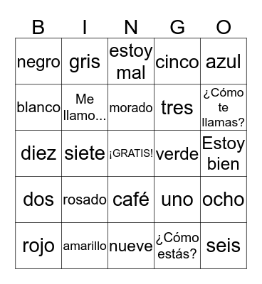 Repaso Bingo Card