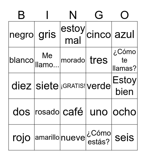 Repaso Bingo Card