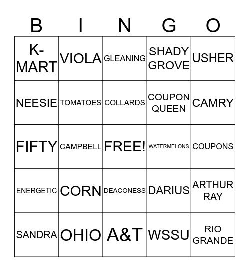 PARTY Bingo Card