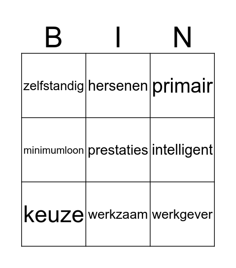 Even voorstellen Bingo Card