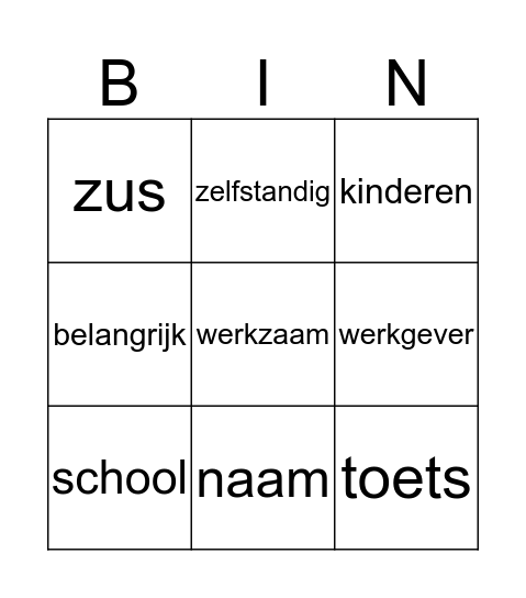 Even voorstellen Bingo Card