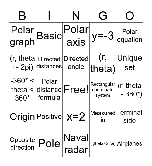 Unit 9-1 Bingo Card