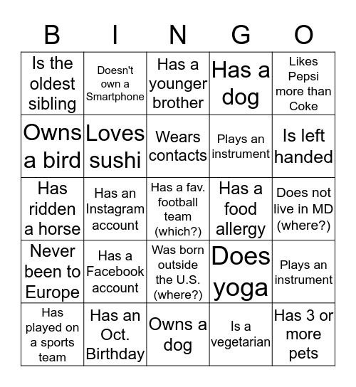 Get To Know Your Co-Workers Bingo Card