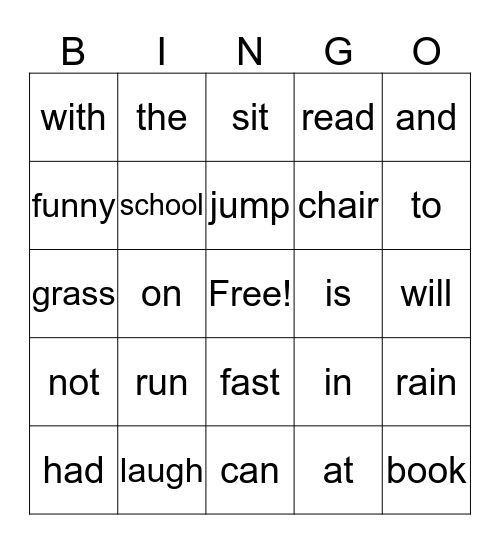 Dolch Sight Words Units 3-6 Bingo Card