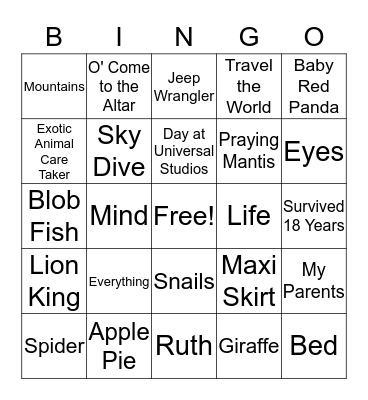 Emma Bingo Card