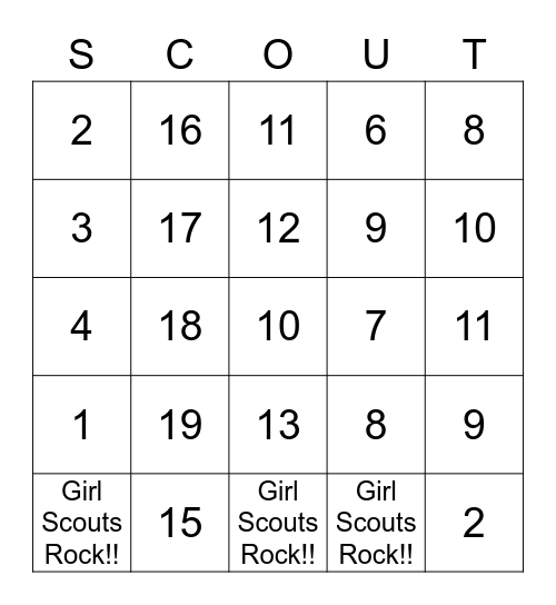 BROWNIE BINGO Card