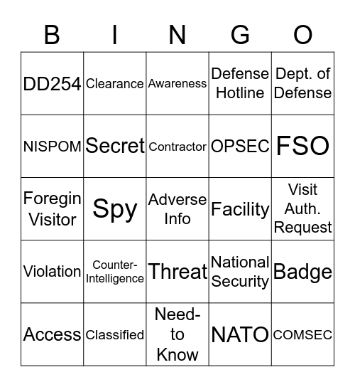 Security Bingo Card