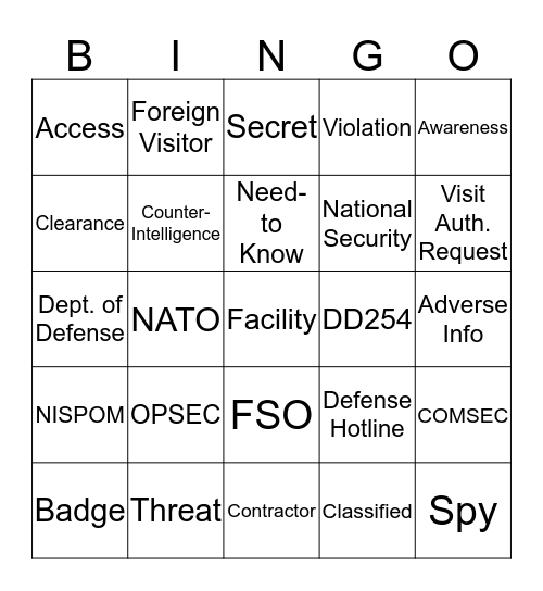 Security Bingo Card