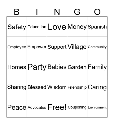 Baby Promise Bingo Card