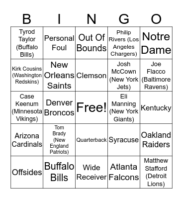 Customer Support Football Bingo Card