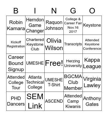 BGCMA Hangout  Bingo Card