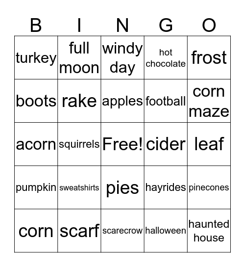 Fall Pharmacy Week Bingo Card