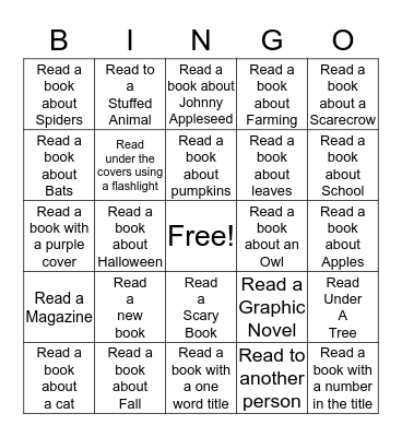 Book It!  Bingo!     October Bingo Card