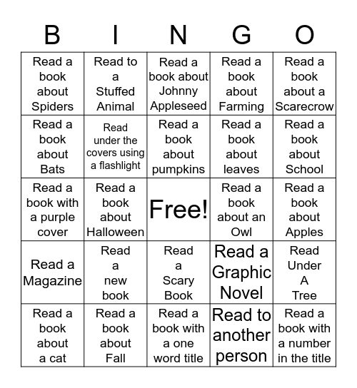 Book It!  Bingo!     October Bingo Card