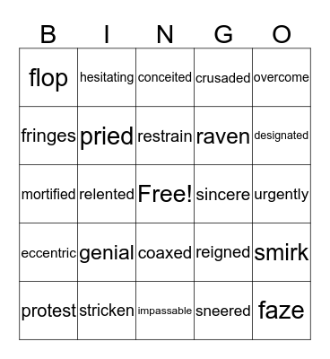 Theme 1 Vocabulary Bingo Card