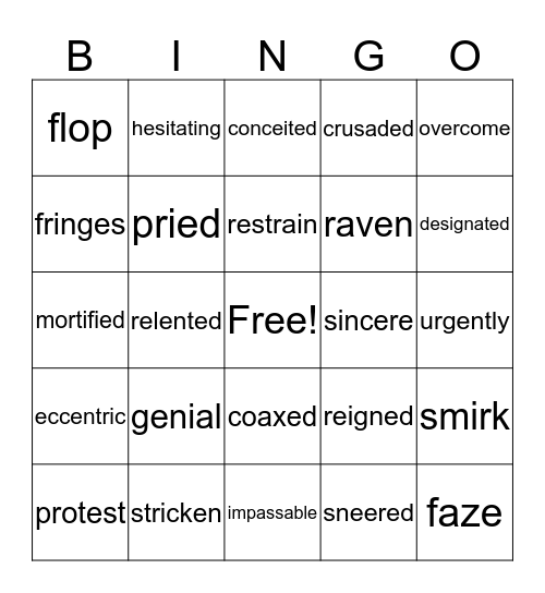 Theme 1 Vocabulary Bingo Card