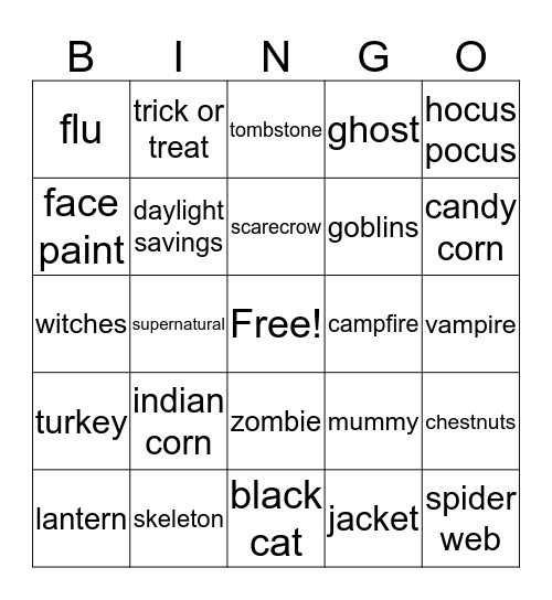 Fall Pharmacy Week Bingo Card