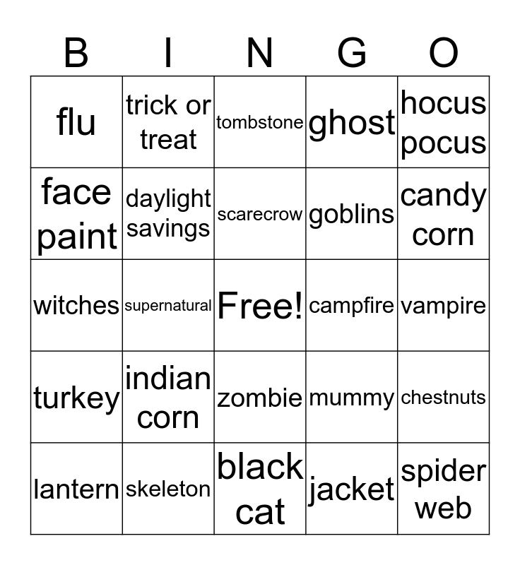 Fall Pharmacy Week Bingo Card