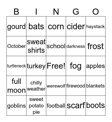 Fall Pharmacy Week Bingo Card