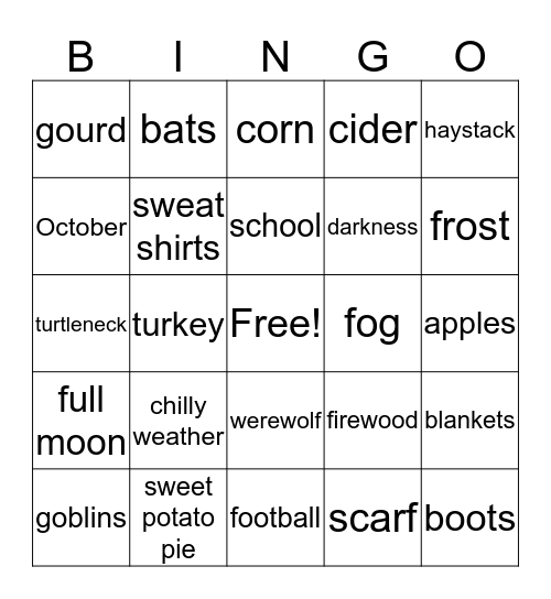 Fall Pharmacy Week Bingo Card