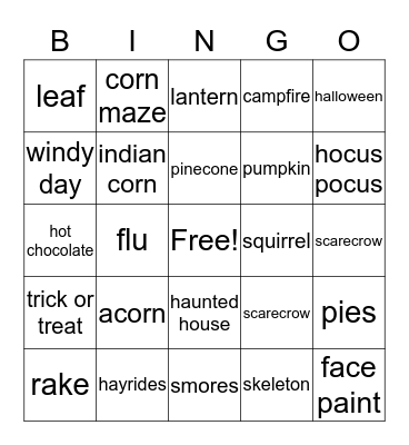 Fall Pharmacy Week Bingo Card