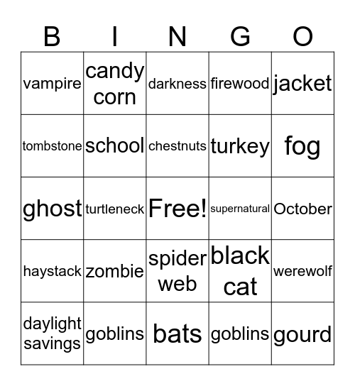 Fall Pharmacy Week Bingo Card