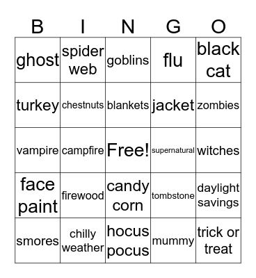 Fall Pharmacy Week Bingo Card