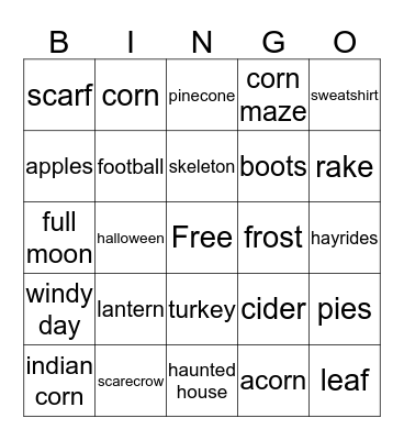 Fall Pharmacy Week Bingo Card