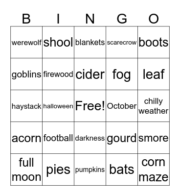 Fall Pharmacy Week Bingo Card
