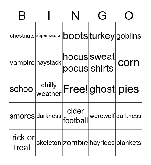 Fall Pharmacy Week Bingo Card