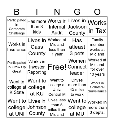 Ice Breaker  Bingo Card