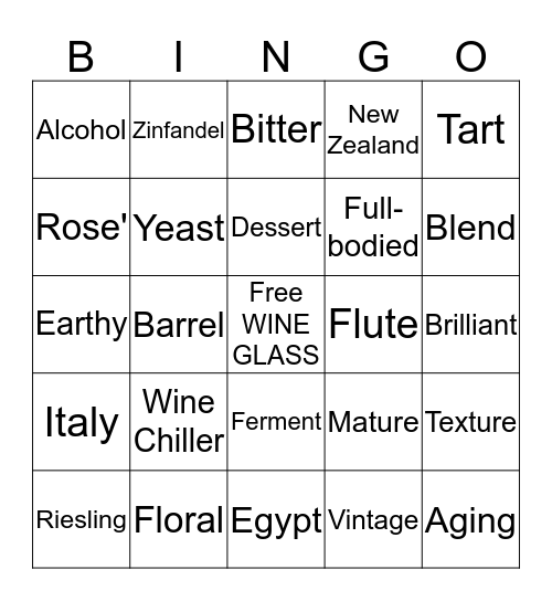WINE-O Bingo Card