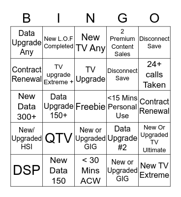 GC2 Sales Bingo Card