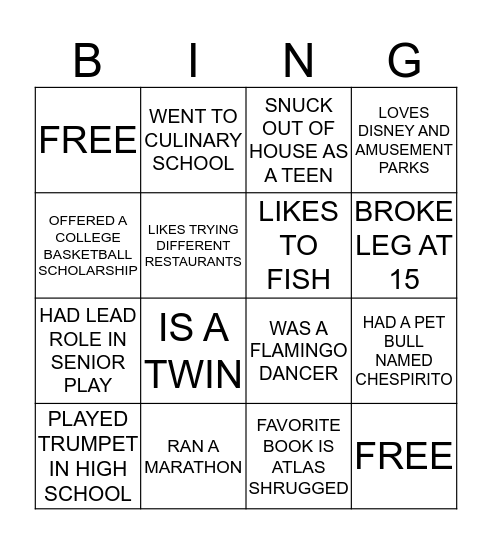AXA PCG BINGO Card