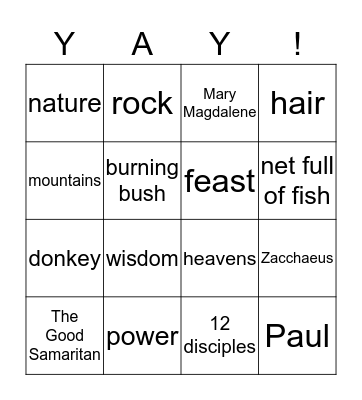 Bible Bingo Card