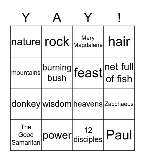 Bible Bingo Card