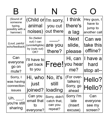 Conference Call Bingo Card