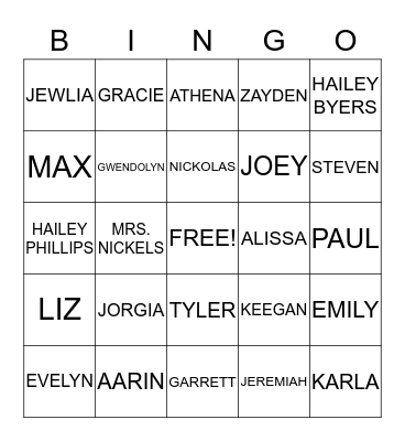 BACK TO SCHOOL BINGO Card